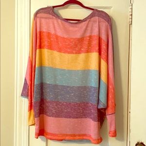 ModCloth Rainbow Stripe Dolman Sleeve Sweater 3X